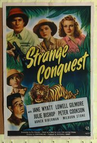 2e506 STRANGE CONQUEST one-sheet '46 sexy Jane Wyatt & Julie Bishop with doctors in the jungle!