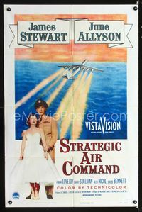 2e507 STRATEGIC AIR COMMAND 1sh '55 military pilot James Stewart, June Allyson, cool airplane art!