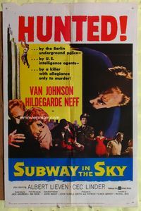 2e509 SUBWAY IN THE SKY one-sheet poster '59 Van Johnson is hunted by the Berlin underground police!