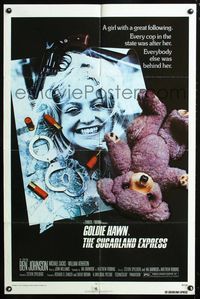 2e512 SUGARLAND EXPRESS one-sheet '74 Steven Spielberg, every cop in the state is after Goldie Hawn!