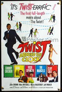 2e569 TWIST AROUND THE CLOCK one-sheet '62 Chubby Checker in the first full-length Twist movie!