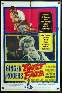 2e570 TWIST OF FATE one-sheet movie poster '54 sexy dame Ginger Rogers has too many men on a string!