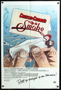 2e578 UP IN SMOKE one-sheet poster '78 Don't go straight to see this classic Cheech & Chong movie!