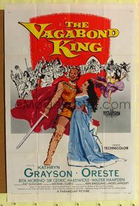 2e579 VAGABOND KING one-sheet poster '56 cool art of pretty Kathryn Grayson & Oreste with sword!