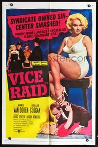 2e016 VICE RAID one-sheet movie poster '60 super sexy barely-dressed phony model Mamie Van Doren!