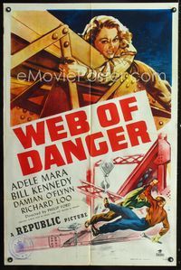 2e597 WEB OF DANGER one-sheet movie poster '47 sexy Adele Mara in trouble high up in the sky!