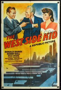 2e599 WEST SIDE KID one-sheet '43 Red Barry, Henry Hull, sexy solo Dale Evans, art of New York City!