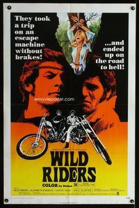 2e603 WILD RIDERS one-sheet movie poster '71 Alex Rocco & another biker end up on the road to Hell!