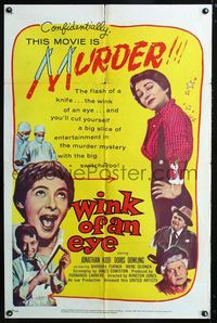 2e608 WINK OF AN EYE 1sheet '58 English lab worker wants to murder his wife & be with his assistant!