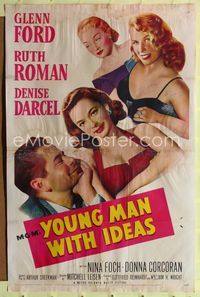 2e612 YOUNG MAN WITH IDEAS signed 1sheet '52 by Denise Darcel, who is with Glenn Ford & Nina Foch!