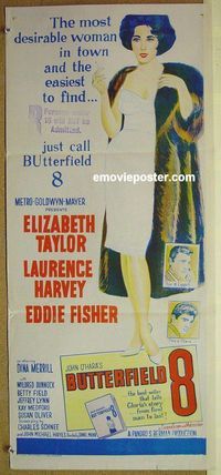 2f078 BUTTERFIELD 8 Aust daybill '60 sexy Liz Taylor is most desirable & easiest to find!