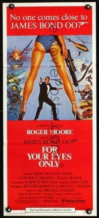 2f194 FOR YOUR EYES ONLY Aust daybill '81 no one comes close to Roger Moore as James Bond 007!
