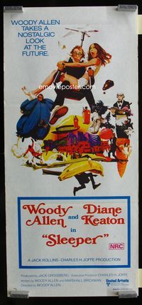 2f402 SLEEPER Australian daybill movie poster '74 Woody Allen, Diane Keaton, wacky sci-fi!