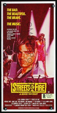 2f425 STREETS OF FIRE Australian daybill '84 Walter Hill, great completely different sexy art!