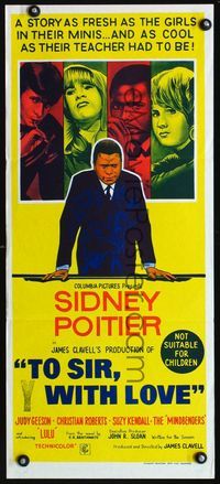 2f451 TO SIR, WITH LOVE Australian daybill '67 Sidney Poitier, Lulu, directed by James Clavell!