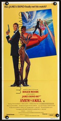 2f472 VIEW TO A KILL Australian daybill '85 art of Roger Moore as James Bond 007 by Daniel Gouzee!