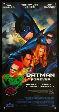 2f036 BATMAN FOREVER Australian daybill '95 Val Kilmer, Nicole Kidman, Tommy Lee Jones, Jim Carrey