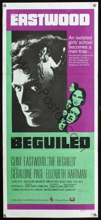 2f041 BEGUILED Aust daybill '71 different image of of Clint Eastwood, Geraldine Page, Don Siegel