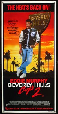 2f044 BEVERLY HILLS COP II Australian daybill movie poster '87 Eddie Murphy is back as Axel Foley!