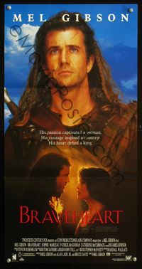 2f065 BRAVEHEART Australian daybill poster '95 Mel Gibson in Scotland, completely different image!