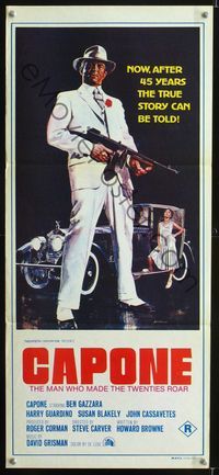 2f083 CAPONE Australian daybill movie poster '75 art of gangster legend Ben Gazzara by John Solie!