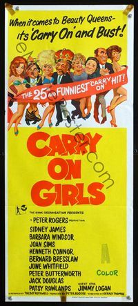 2f090 CARRY ON GIRLS Australian daybill poster '73 English sex, the 25th and funniest Carry On hit!