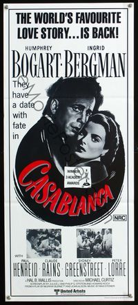 2f092 CASABLANCA Australian daybill R80s Humphrey Bogart, Ingrid Bergman, Michael Curtiz classic!