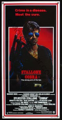 2f108 COBRA Australian daybill poster '86 crime is a disease and Sylvester Stallone is the cure!