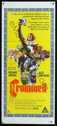 2f120 CROMWELL Australian daybill movie poster '70 art of Richard Harris & Alec Guinness!