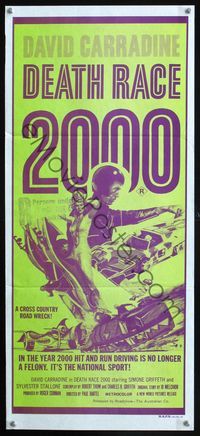 2f127 DEATH RACE 2000 Australian daybill poster '75 Roger Corman, David Carradine car racing sci-fi!