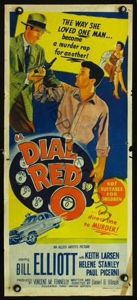 2f133 DIAL RED O Australian daybill movie poster '55 Bill Elliott, a direct line to MURDER!