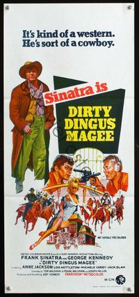 2f139 DIRTY DINGUS MAGEE Australian daybill poster '70 cool art of Frank Sinatra & George Kennedy!