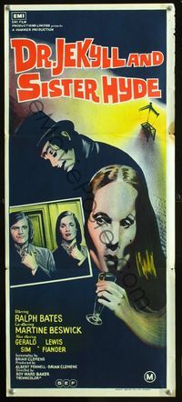 2f150 DR. JEKYLL & SISTER HYDE Australian daybill poster '72 Hammer horror, wild sex change twist!