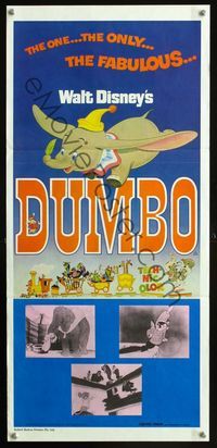 2f156 DUMBO Australian daybill movie poster R76 Walt Disney circus elephant classic!