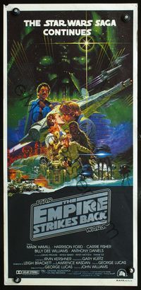 2f166 EMPIRE STRIKES BACK Aust daybill '80 George Lucas sci-fi classic, cool different art of cast!