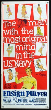 2f169 ENSIGN PULVER Australian daybill movie poster '64 Robert Walker, Burl Ives, Mister Roberts!