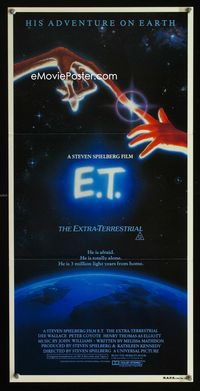 2f157 E.T. THE EXTRA TERRESTRIAL Australian daybill '82 Steven Spielberg classic, John Alvin art!