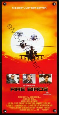 2f185 FIRE BIRDS Aust daybill '90 Nicolas Cage, Tommy Lee Jones, Sean Young, cool helicopter image!