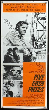 2f188 FIVE EASY PIECES Aust daybill '70 tell me about the good life Elton because it makes me puke!