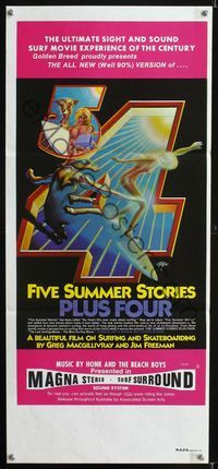 2f189 FIVE SUMMER STORIES PLUS FOUR Aust daybill '72 really cool surfing artwork by Rick Griffin!