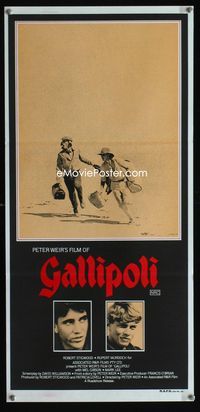 2f204 GALLIPOLI Australian daybill movie poster '81 Peter Weir Aussie classic, Mel Gibson, Mark Lee