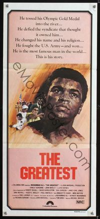2f225 GREATEST Australian daybill poster '77 great artwork of heavyweight boxing champ Muhammad Ali!