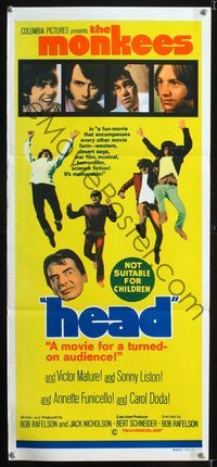 2f233 HEAD Aust daybill '68 The Monkees, Peter Tork, Davy Jones, Micky Dolenz, Michael Nesmith