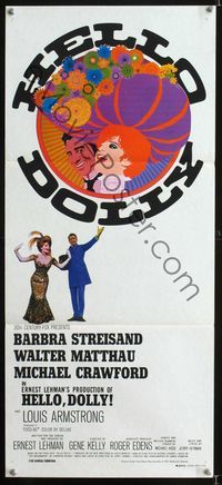 2f234 HELLO DOLLY Australian daybill '70 art of Barbra Streisand & Walter Matthau by Richard Amsel!