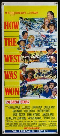 2f237 HOW THE WEST WAS WON yellow Australian daybill movie poster '64 John Ford cowboy western epic!