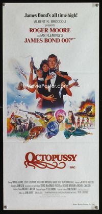 2f337 OCTOPUSSY Australian daybill '83 great art of Roger Moore as James Bond by Daniel Gouzee!