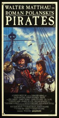 2f352 PIRATES Australian daybill movie poster '86 Roman Polanski, great artwork of Walter Matthau!