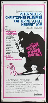 2f366 RETURN OF THE PINK PANTHER Aust daybill '75 Peter Sellers as Inspector Jacques Clouseau!