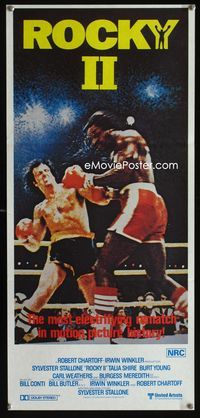 2f371 ROCKY II Aust daybill '79 Sylvester Stallone & Carl Weathers fight in ring, boxing sequel!