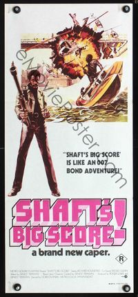 2f395 SHAFT'S BIG SCORE Aust daybill '72 great artwork of mean Richard Roundtree with big gun!